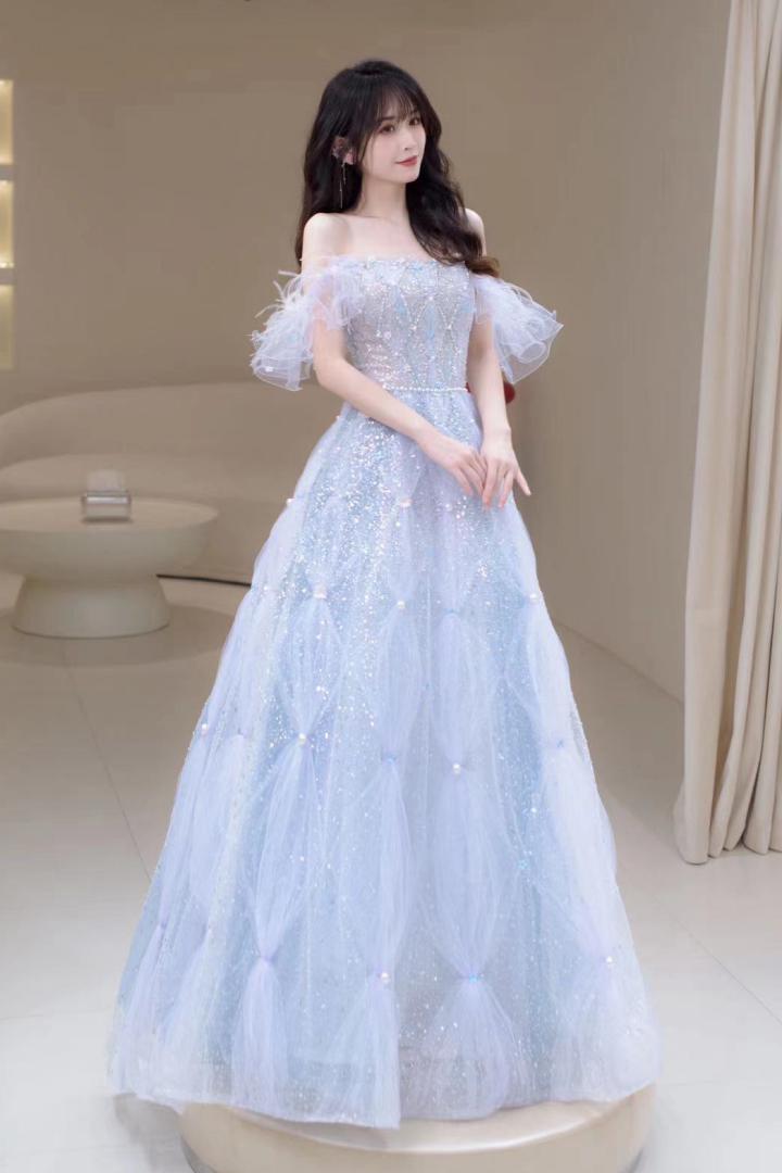 K Misty Bow Blue Ballgown – GlamEdge Dress & Gown