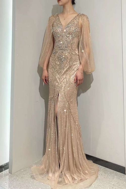 Coral Rose Gold Mermaid Gown GlamEdge Dress & Gown Coral Rose Gold Mermaid Gown GlamEdge Dress & Gown