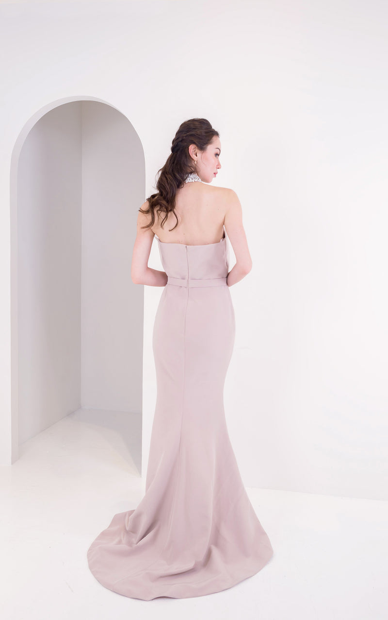 PS Stone Halter Sheer Gown