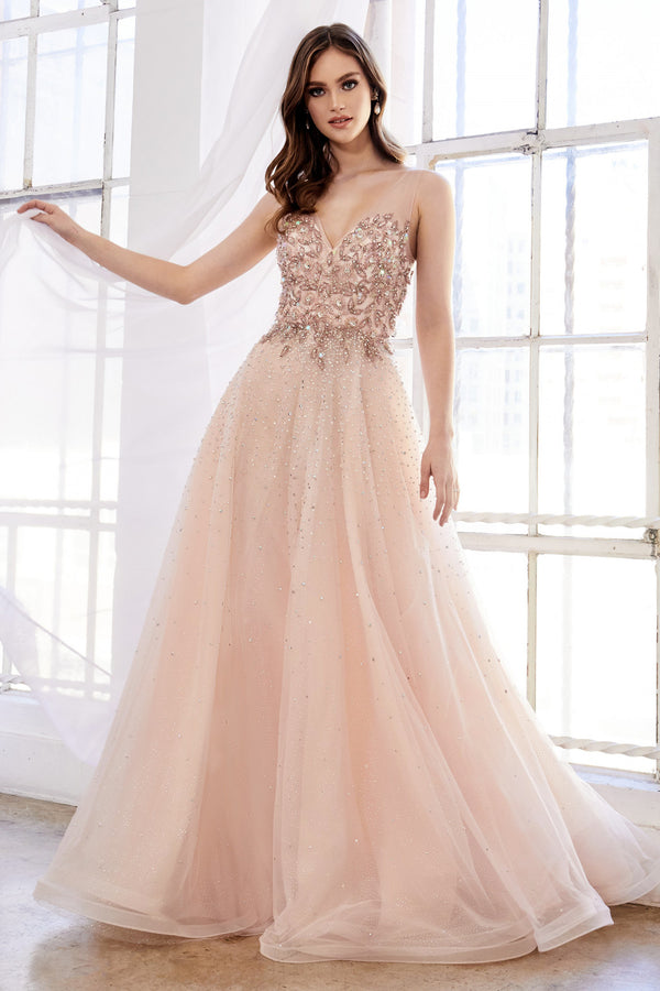 AL Glam Confetti Crystal Blush Gown