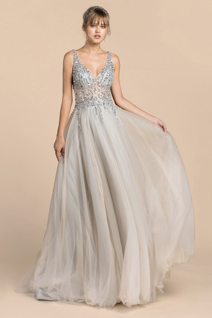 AL Lilac Silver Gown – GlamEdge Dress & Gown