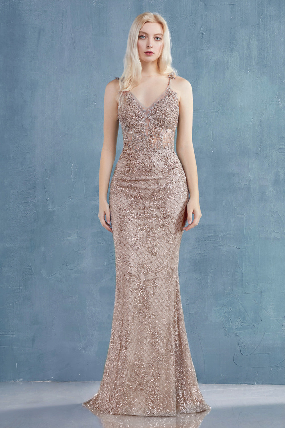AL Melanie Frozen Rose Gold Gown – GlamEdge Dress & Gown