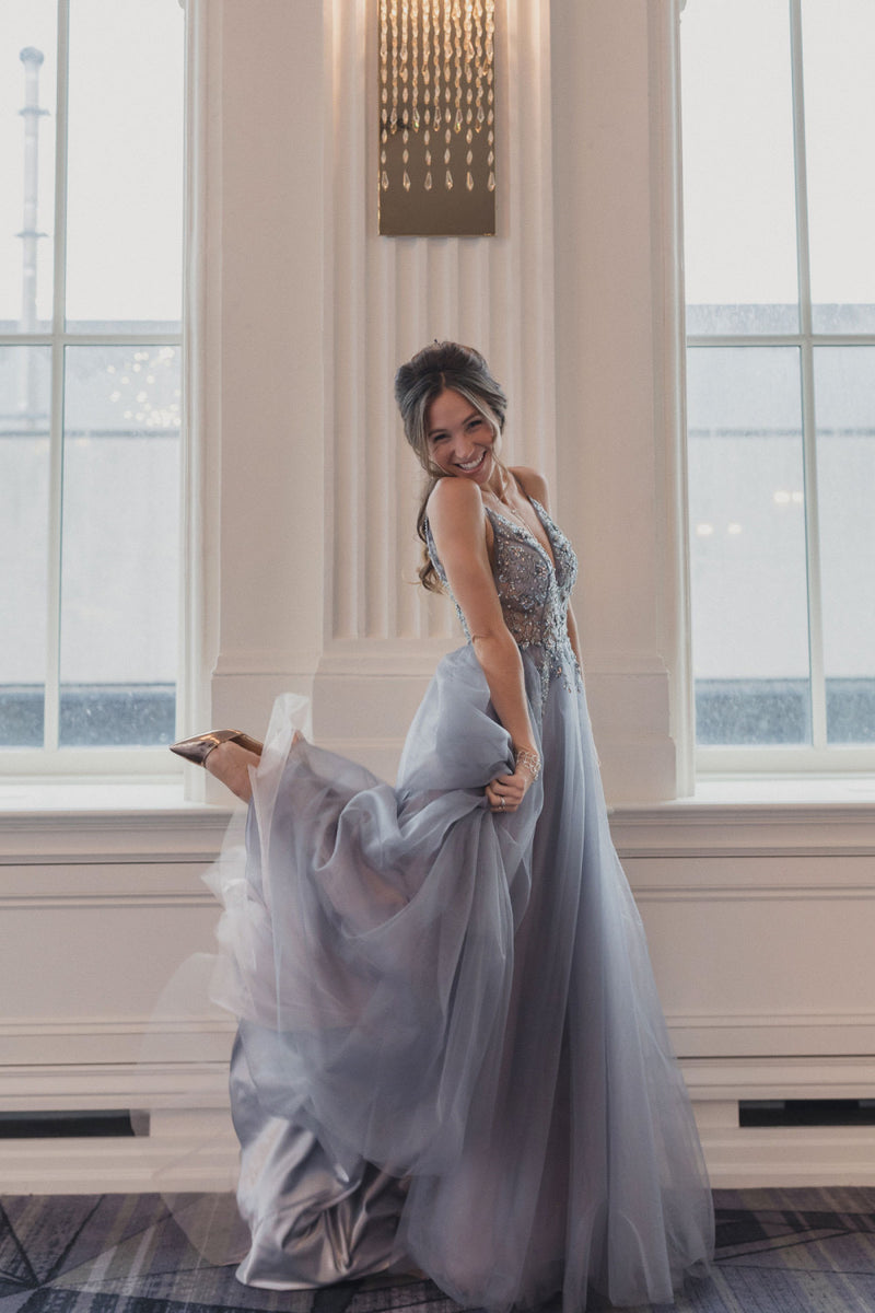 AL Ophelia Smoky Blue Gown