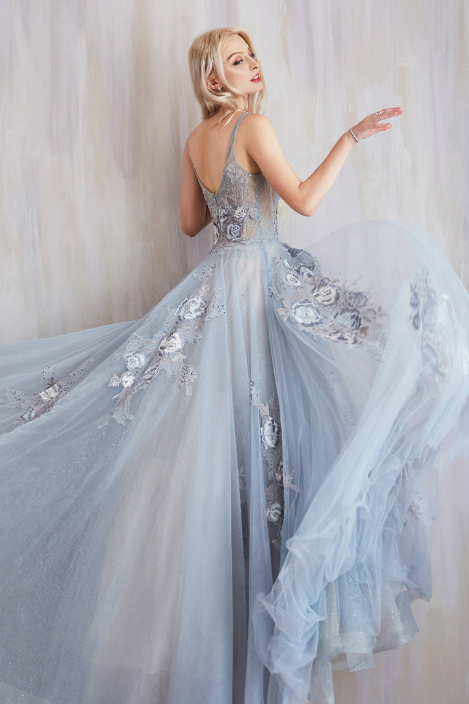 AL Lilian Ethereal Blue Floral Gown