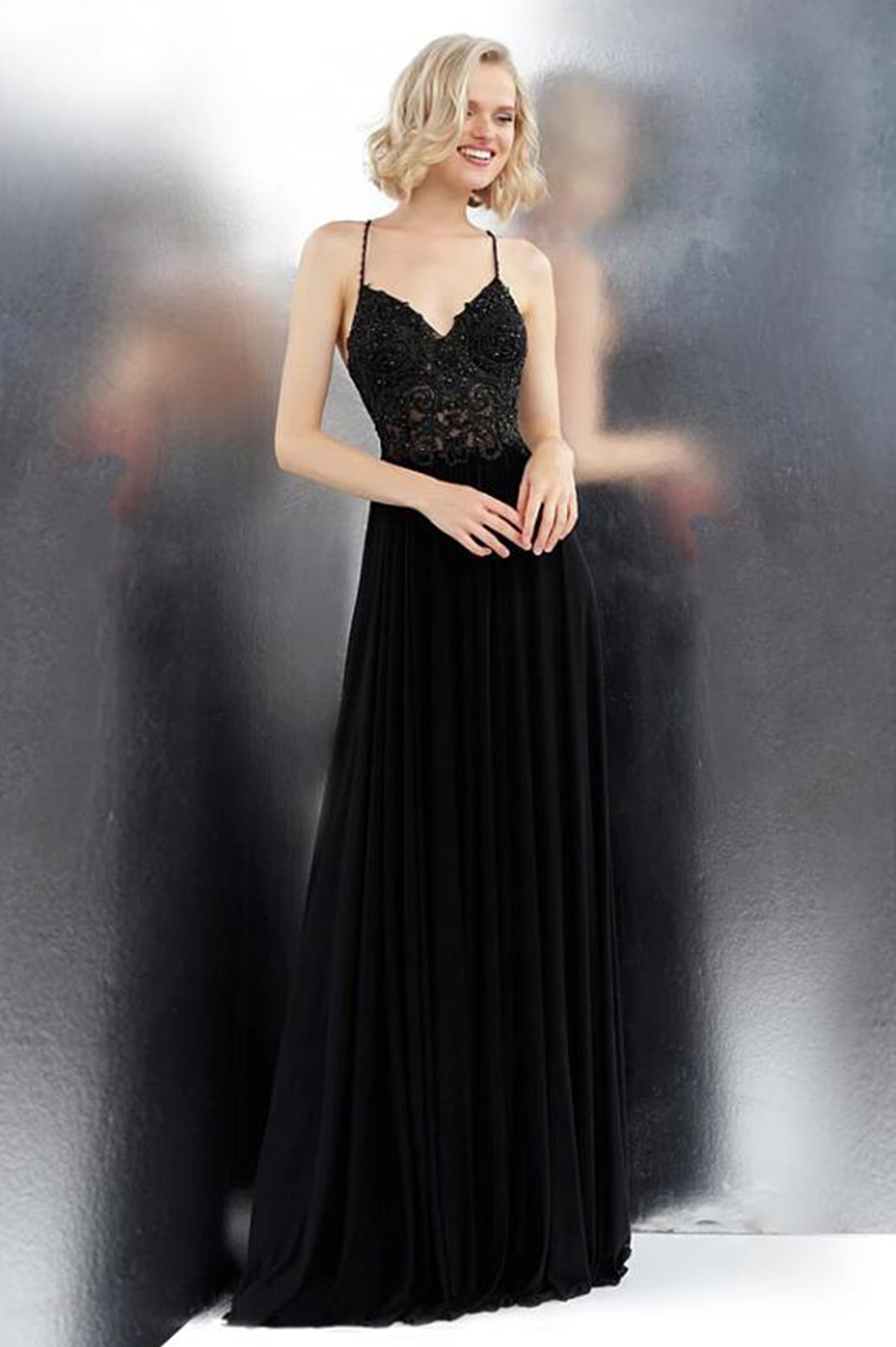 Black flare cheap gown