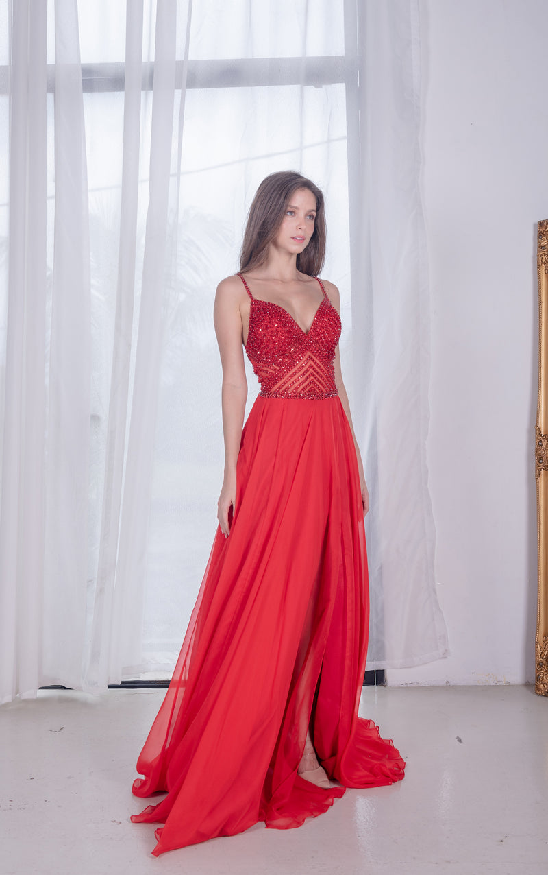 J Red Majestic Chiffon Gown