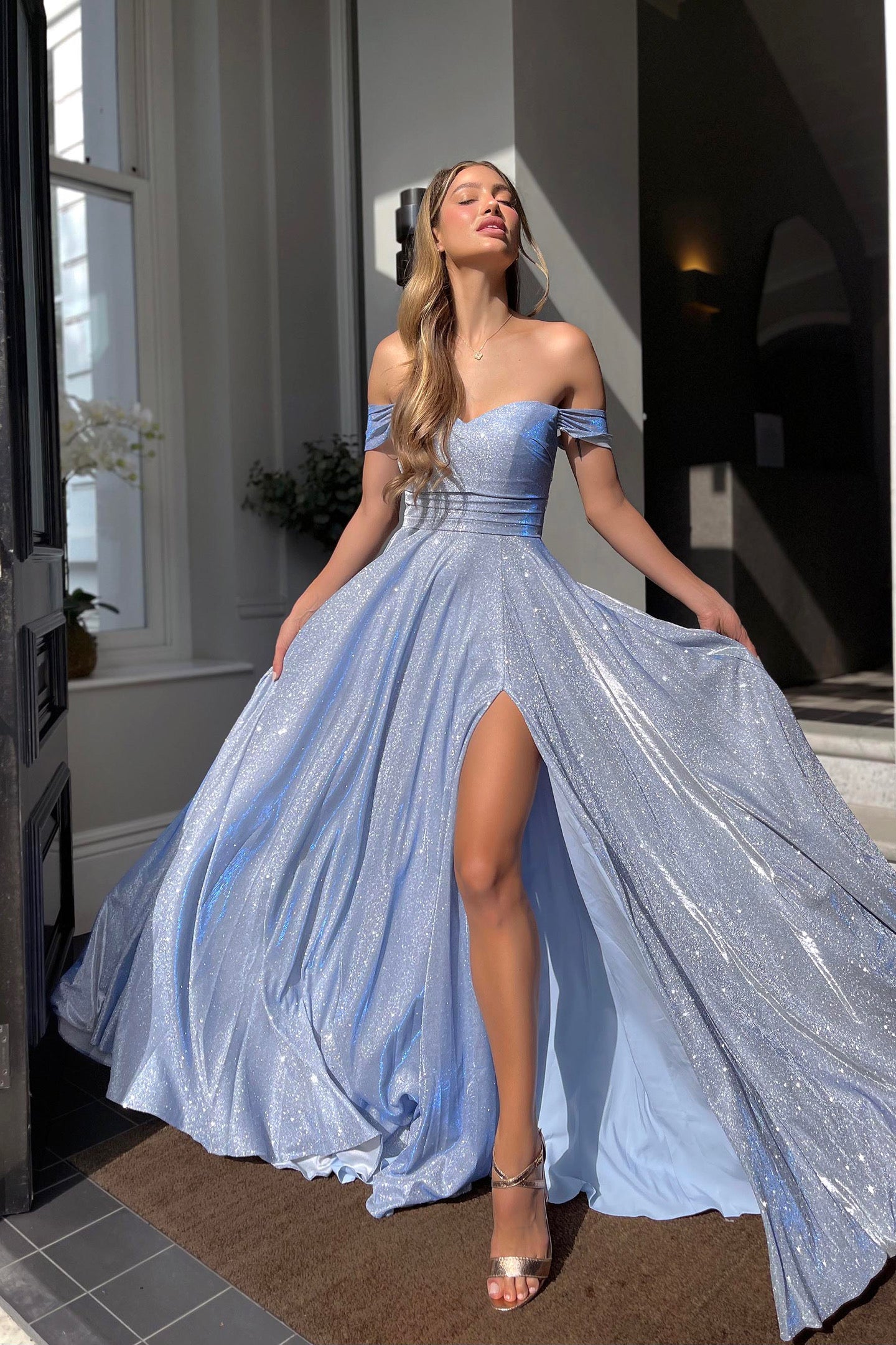 Alda Strap Gown Blue