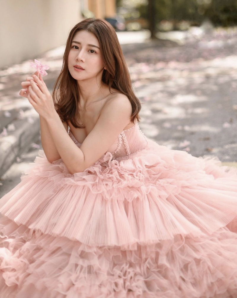 AL Princessa Tulle Ruffle Pink Ballgown