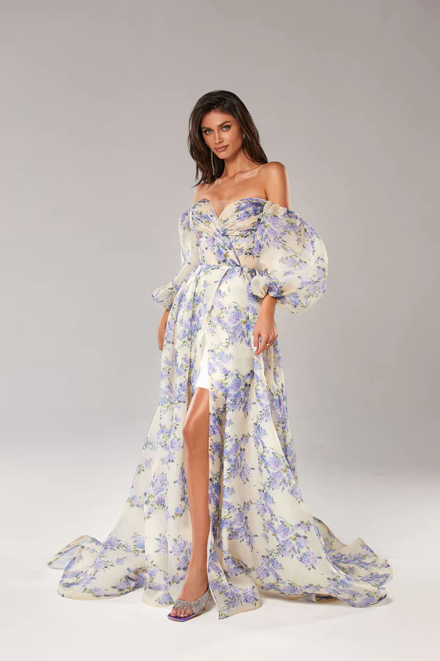 Milla Hydrangea Floral Organza Gown