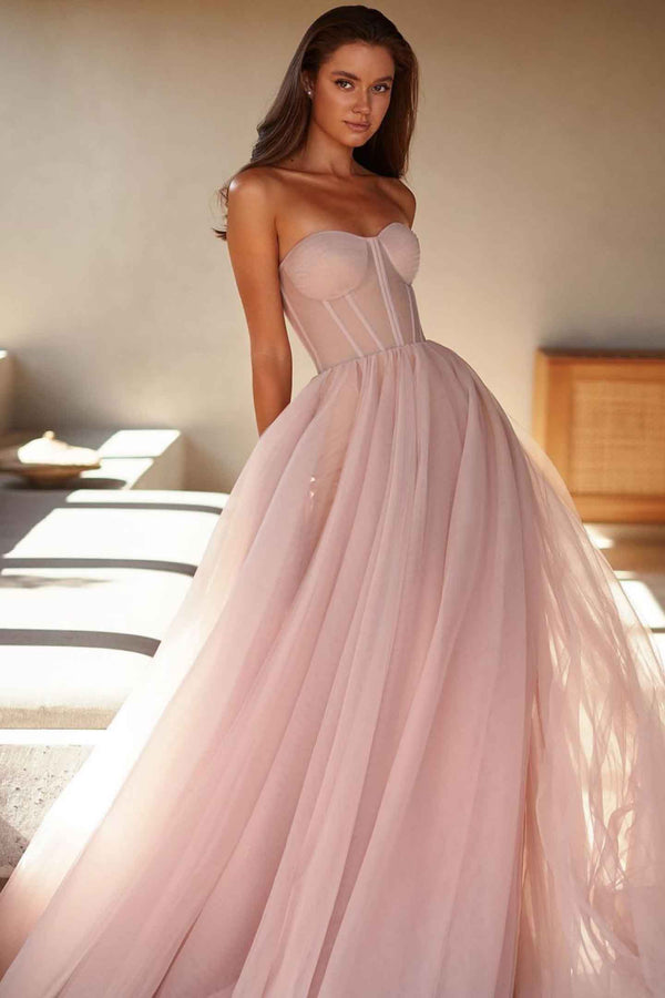 Milla Claudia Misty Rose Tulle Tube Gown