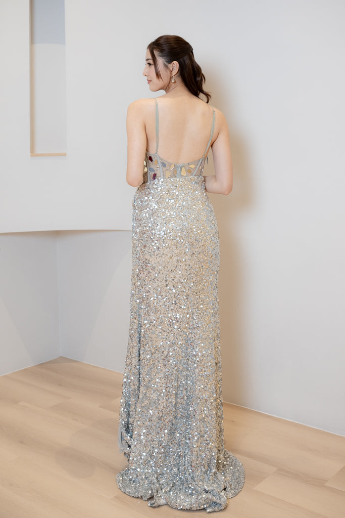 gabby sequin dress Gabby Backless Sequin Maxi Dress - Burgundy