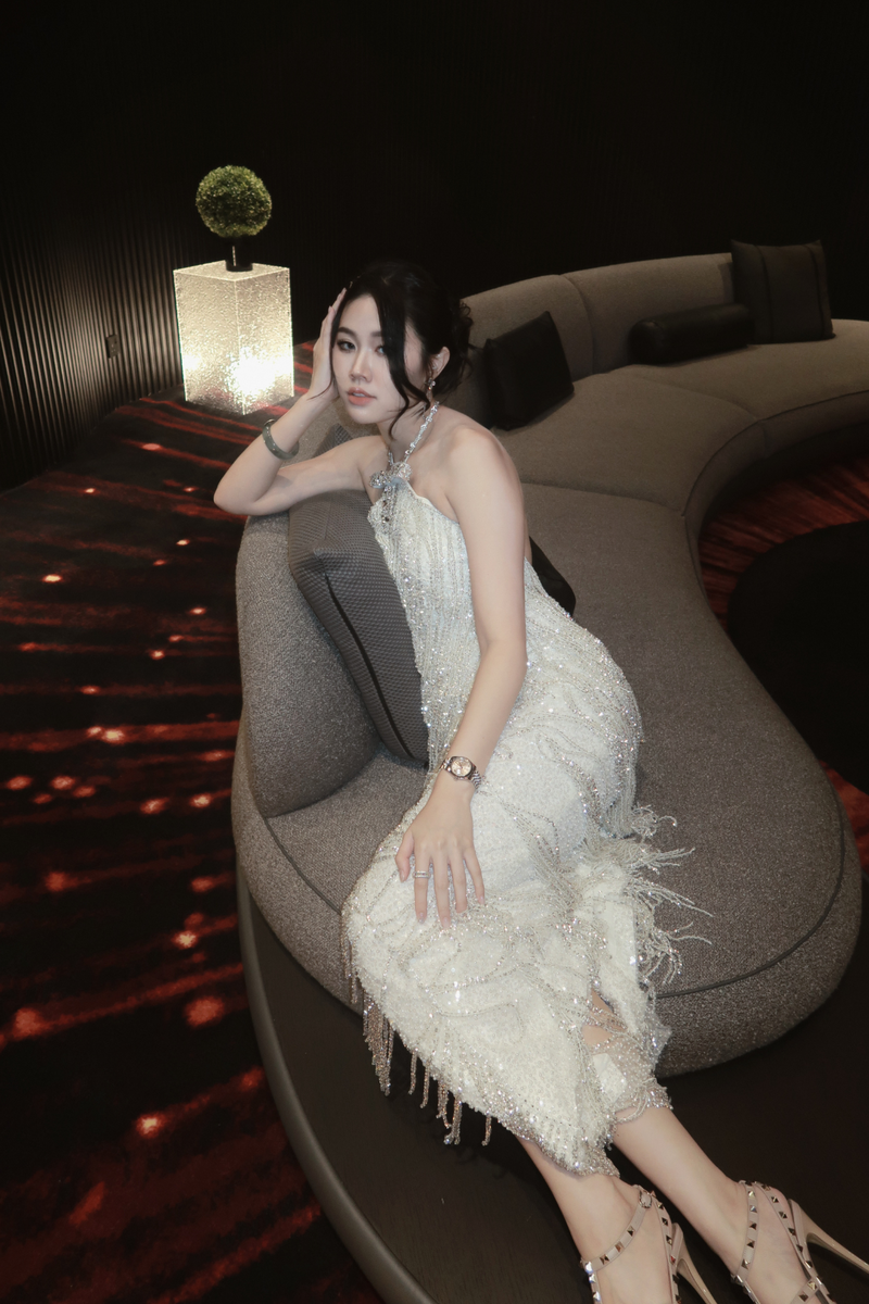 Narong Soleia Ribbon Halter White Gown