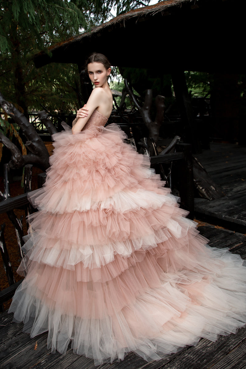 LP Penelope Peach Ruffle Gown