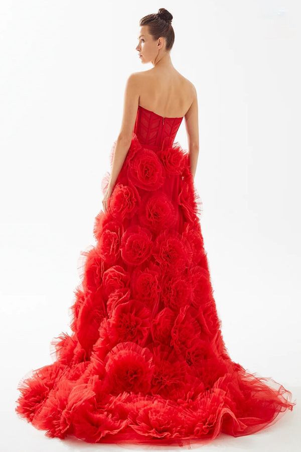 TE Laura Ruffle Red Gown