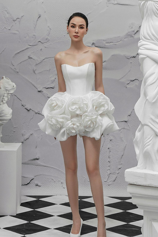 VD Finola Peony White Mini Gown
