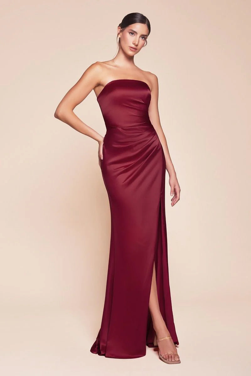 CD Mathis Satin Burgundy Gown