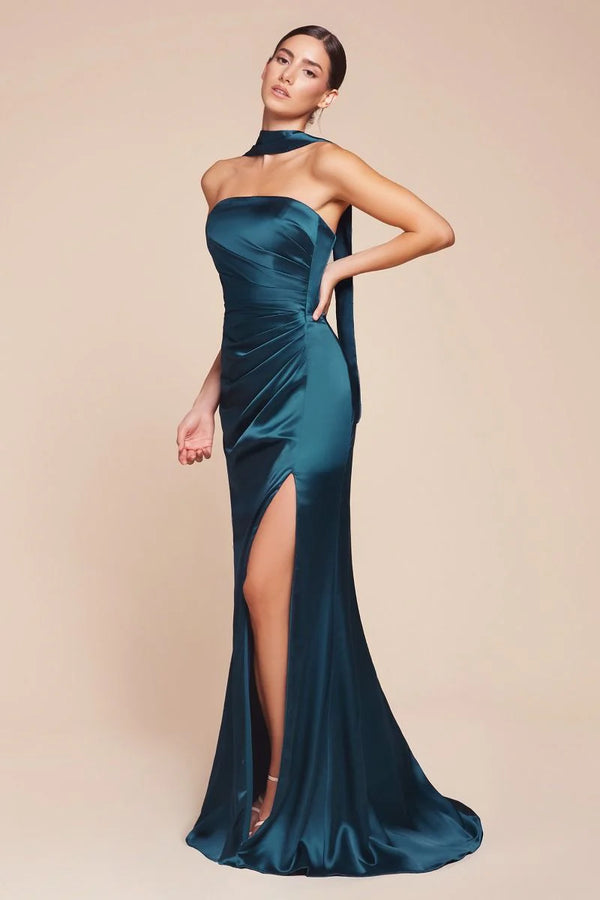 CD Mathis Satin French Navy Gown