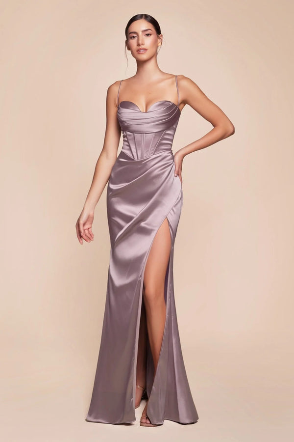 CD Thalia Satin Dusty Pink Mermaid Gown