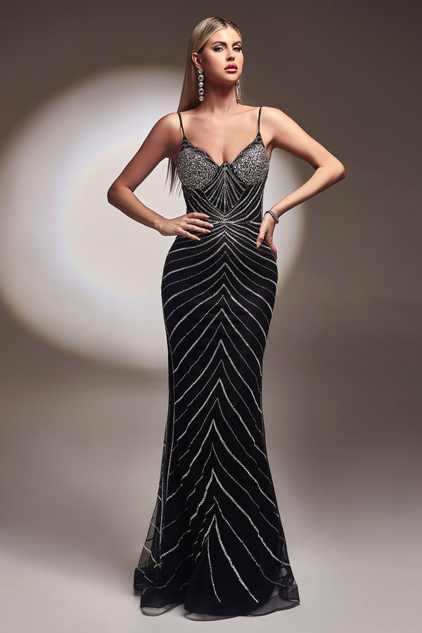 CD Kinsley Black Embellished Mermaid Gown