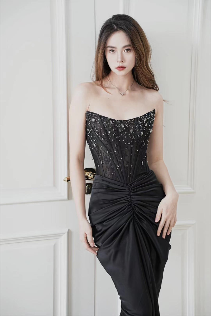 CS Yvette Crystal Black Gown