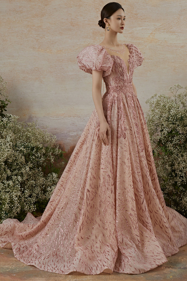 SC Kathy Pink Puffy Sleeves Ballgown