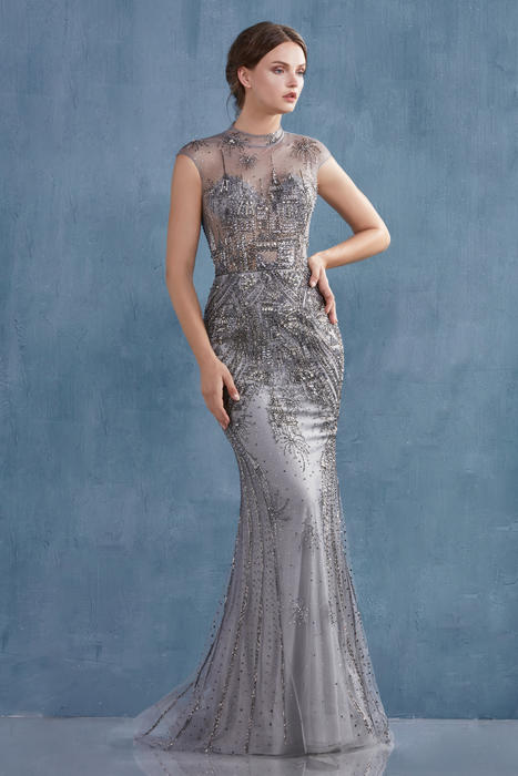 AL Nadia Silver Mermaid Gown