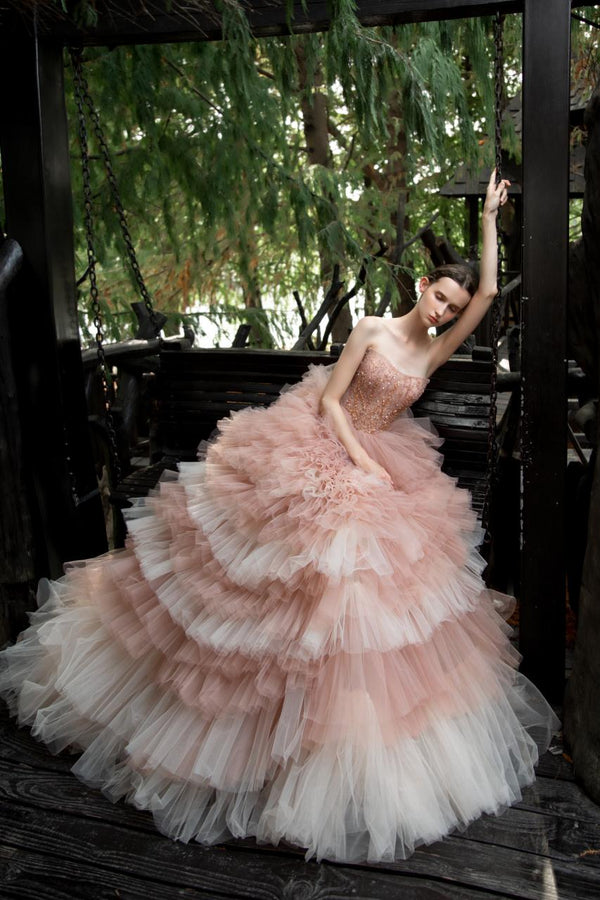 LP Penelope Peach Ruffle Gown
