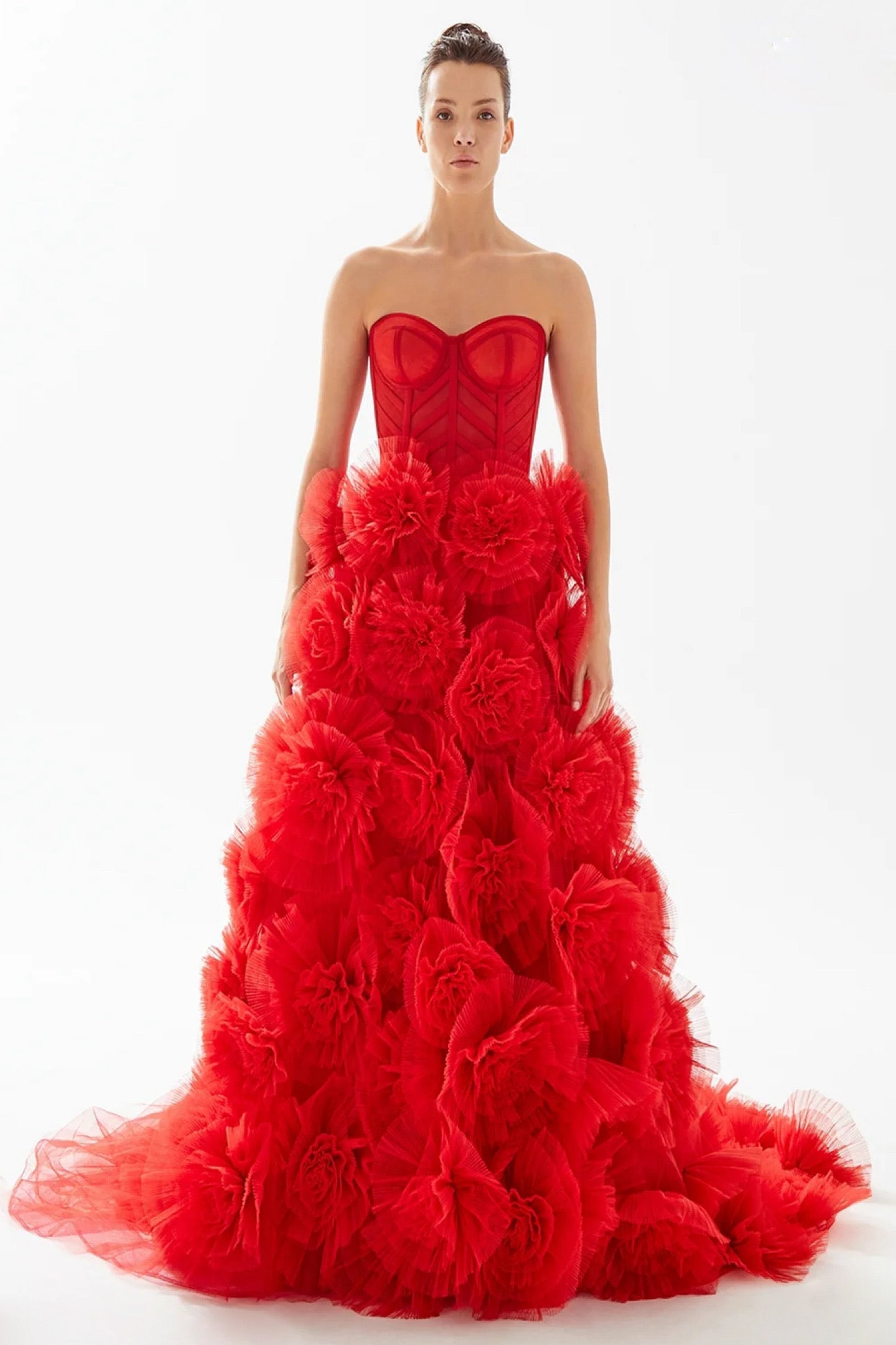 TE Laura Ruffle Red Gown – GlamEdge Dress & Gown