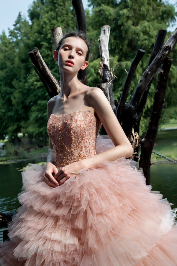 LP Penelope Peach Ruffle Gown