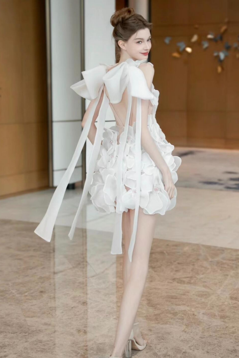 Narong Wynn Floral White Mini Gown