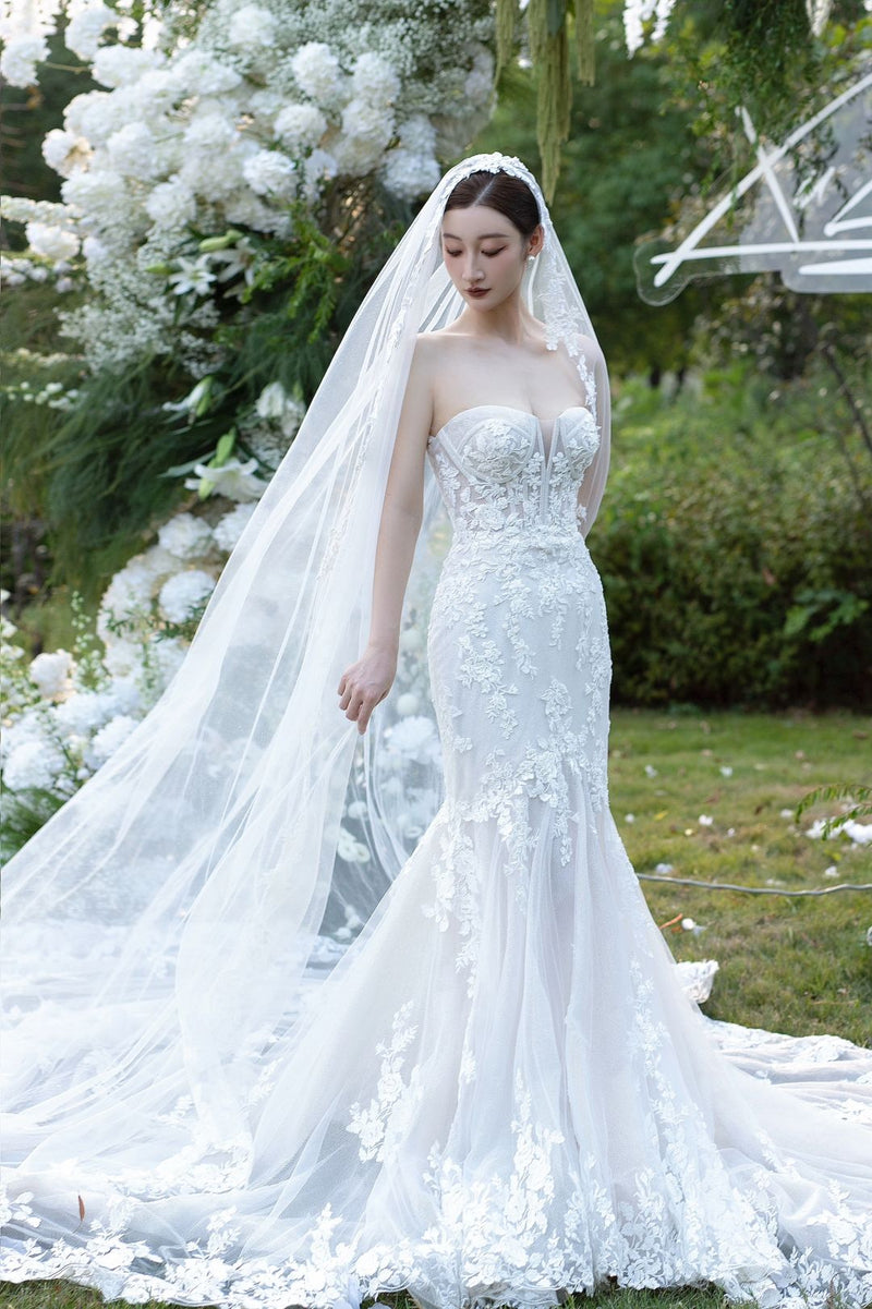 X Leona Lacey White Mermaid Gown