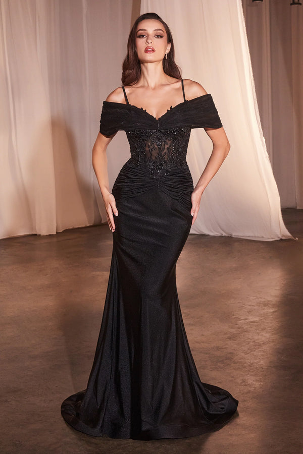 CD Despina Off Shoulder Black Gown