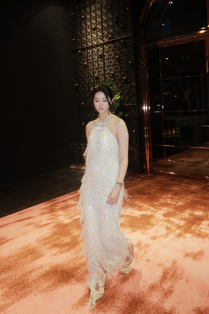 Narong Soleia Ribbon Halter White Gown