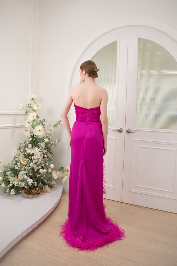 TE Eliza Furry Fuchsia Gown