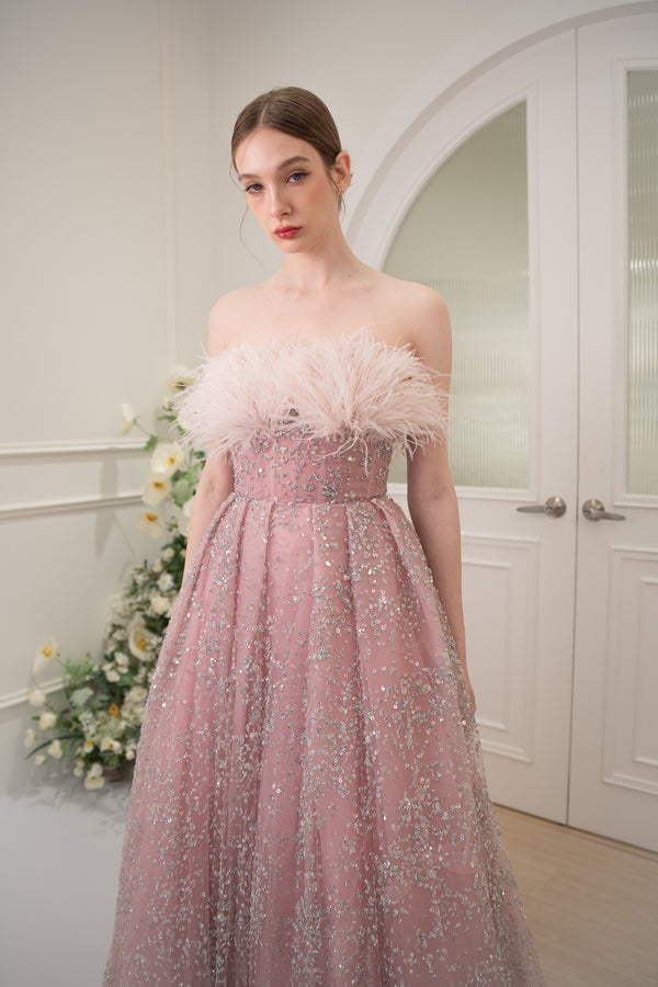 Blanca Furry Pink Ballgown