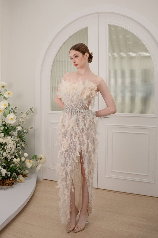 LH Cyra Silver Feather Gown