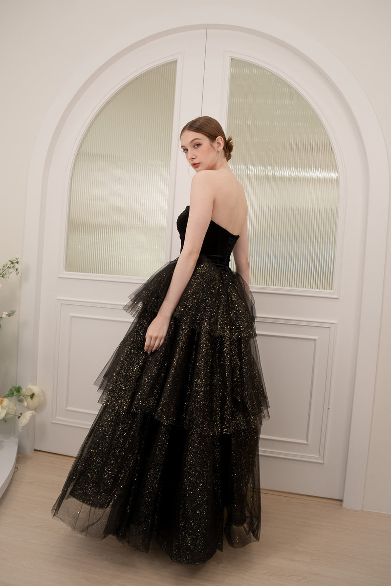 K Prem Velvet Black Gown