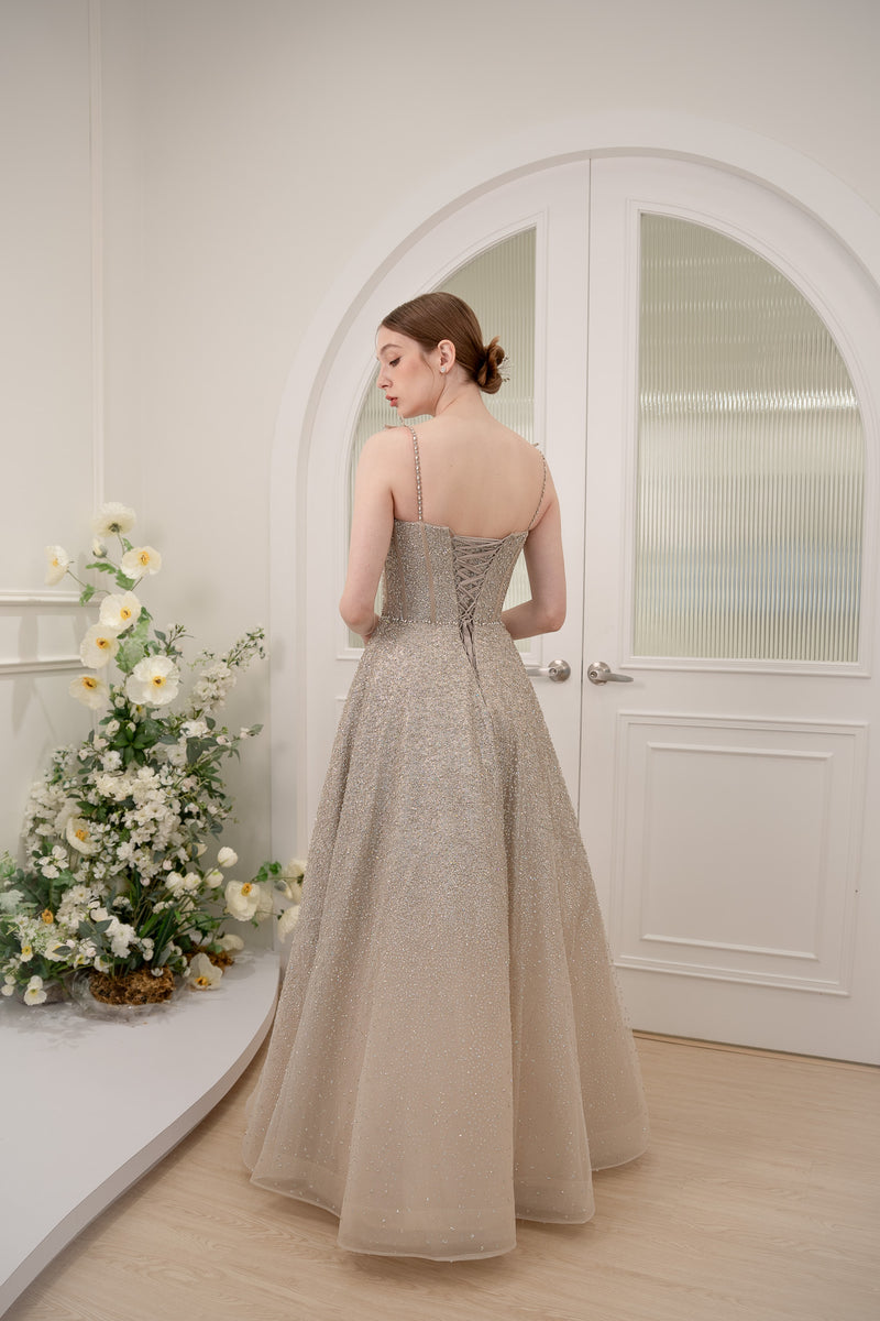 Maisie Silver Stardust Flare Gown