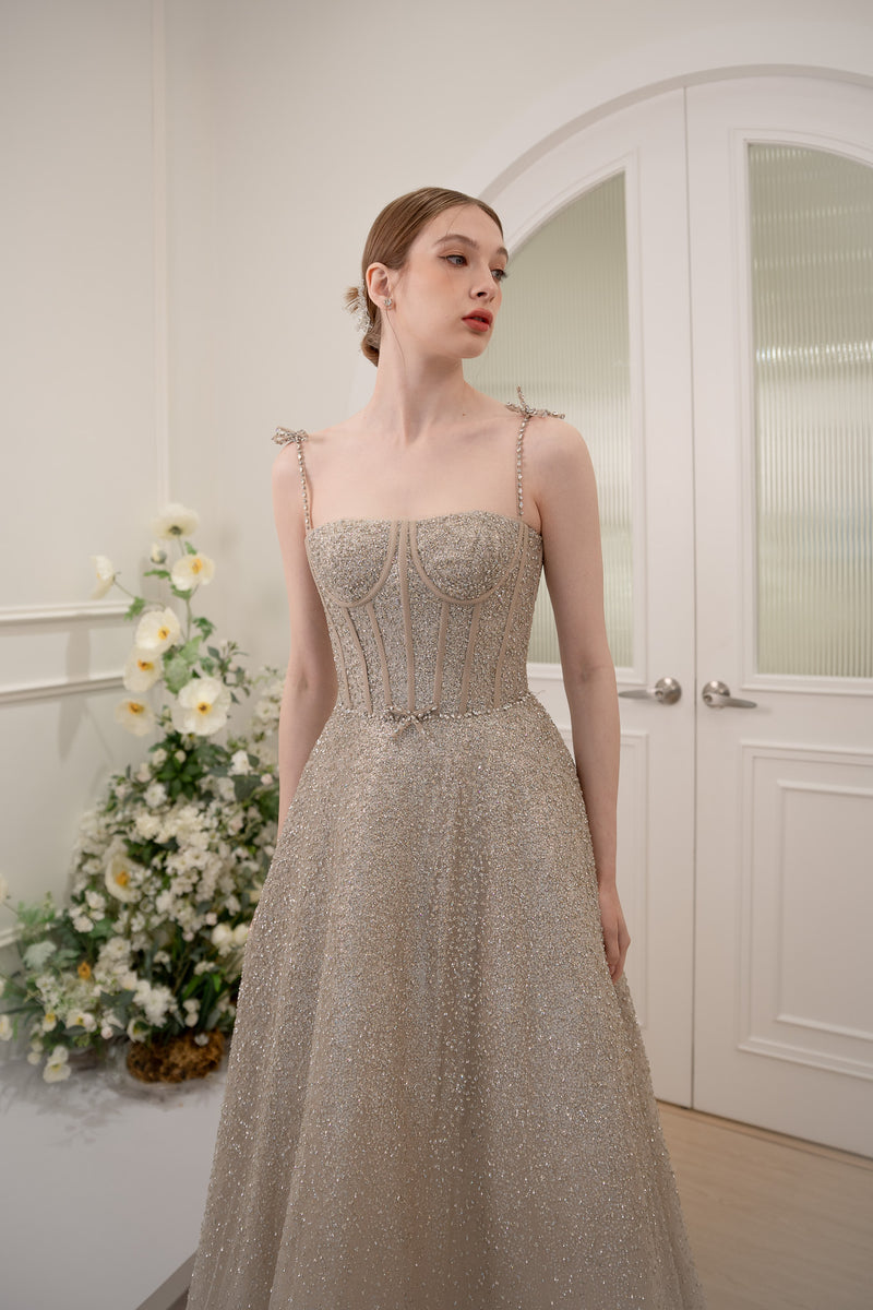 Maisie Silver Stardust Flare Gown