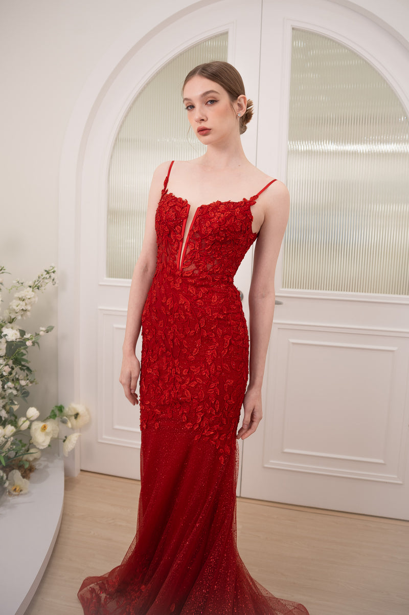 PS Hea Lace Red Gown