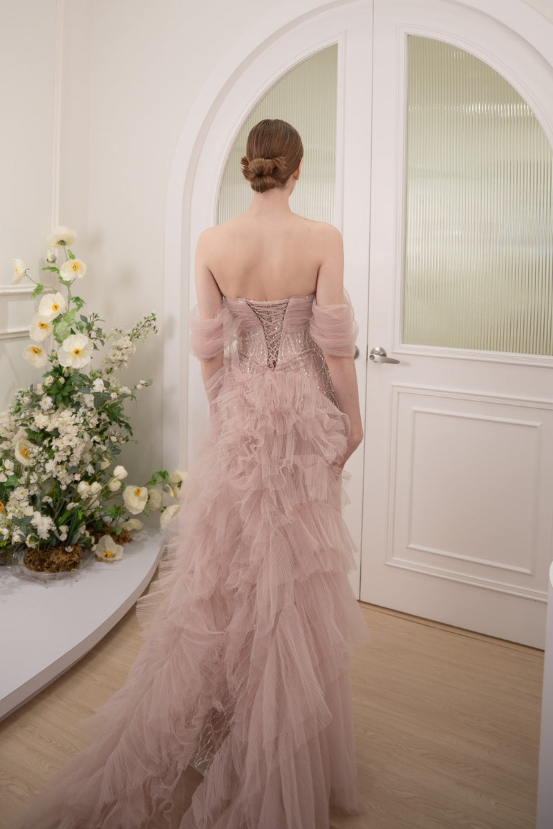 K Phae Pink Overskirt Gown