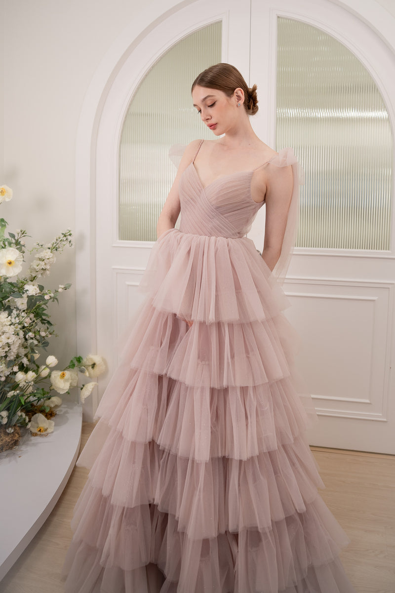 Elfin Tulle Ruffle Pink Ballgown