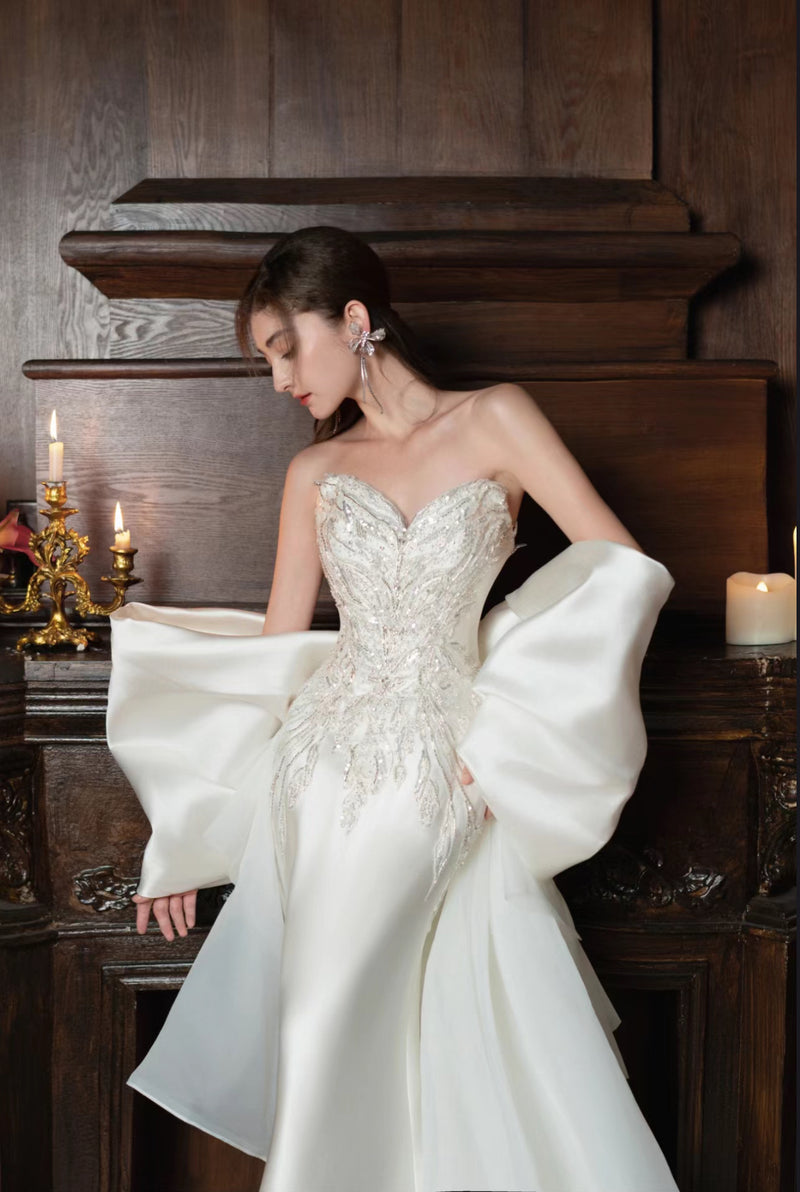 WNN Aurelia Mermaid Overskirt White Gown