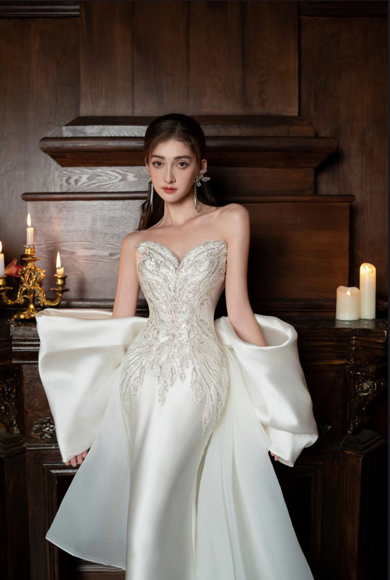 WNN Aurelia Mermaid Overskirt White Gown
