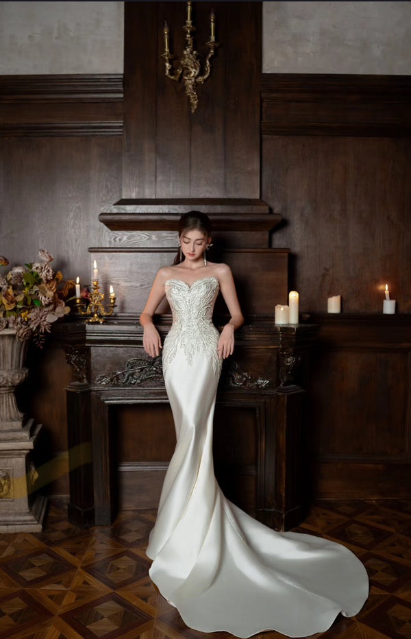 WNN Aurelia Mermaid Overskirt White Gown
