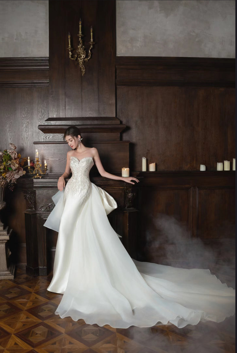 WNN Aurelia Mermaid Overskirt White Gown