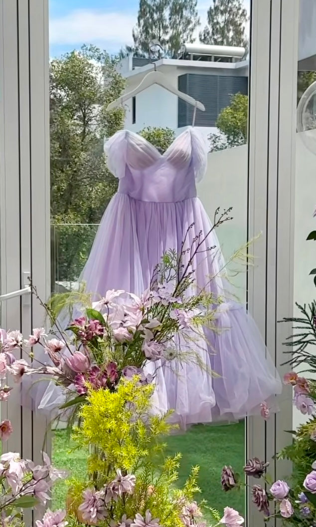TM Lavender Tulle Midi Gown