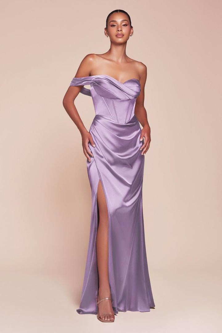 CD Solene One Shoulder Purple Satin Gown – GlamEdge Dress & Gown