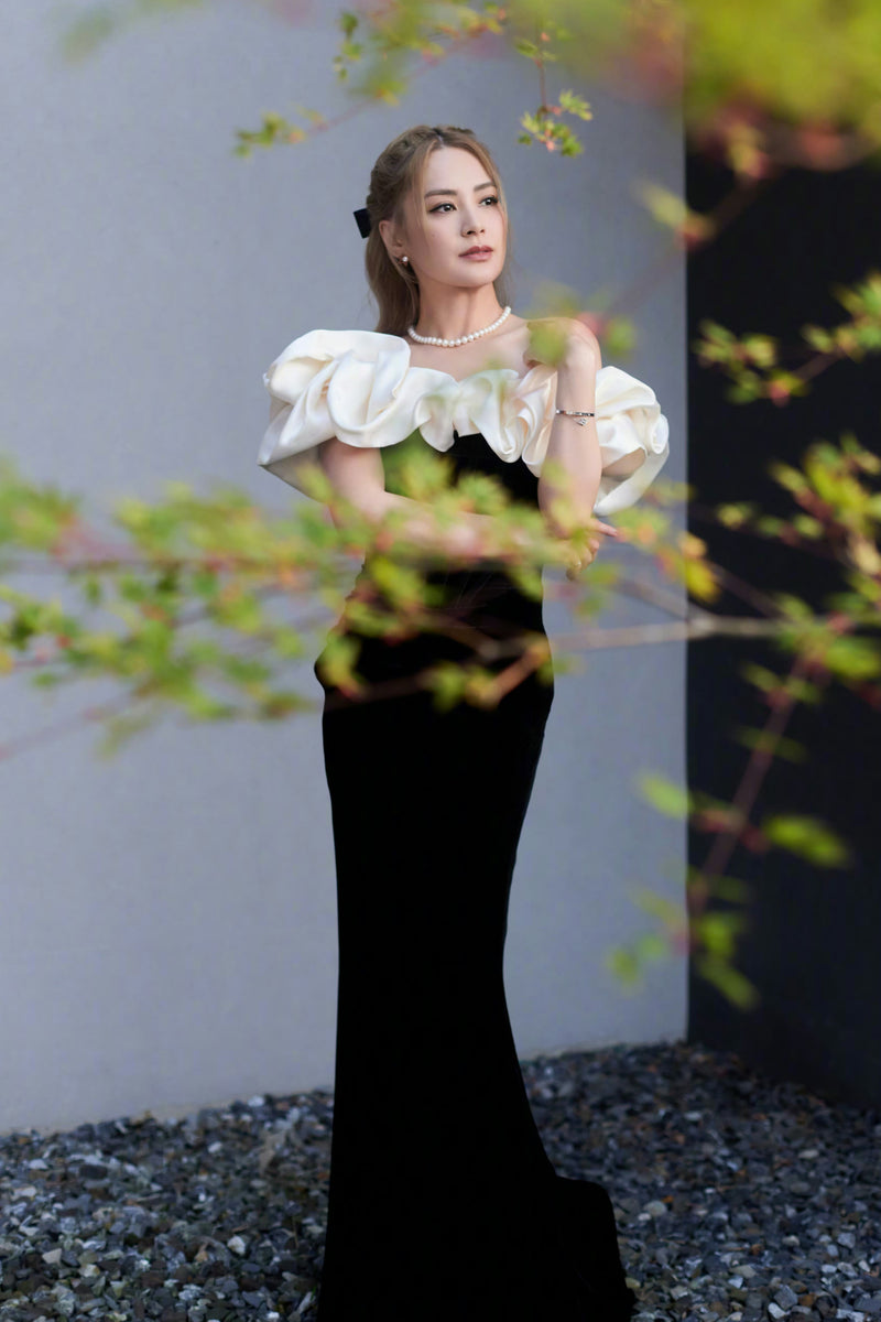 MP Cloud Velvet Black Off Shoulder Gown GlamEdge Dress & Gown MP Cloud Velvet Black Off Shoulder Gown GlamEdge Dress & Gown