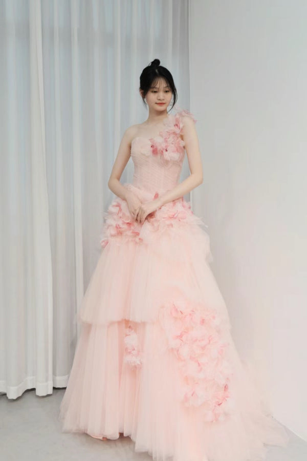 JZW Bellamy Pink  Floral Gown